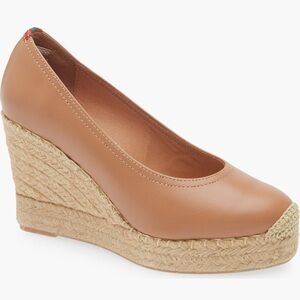 Penelope Chilvers Scoop Espadrille Tan Leather Wedge  Pumps 39=8